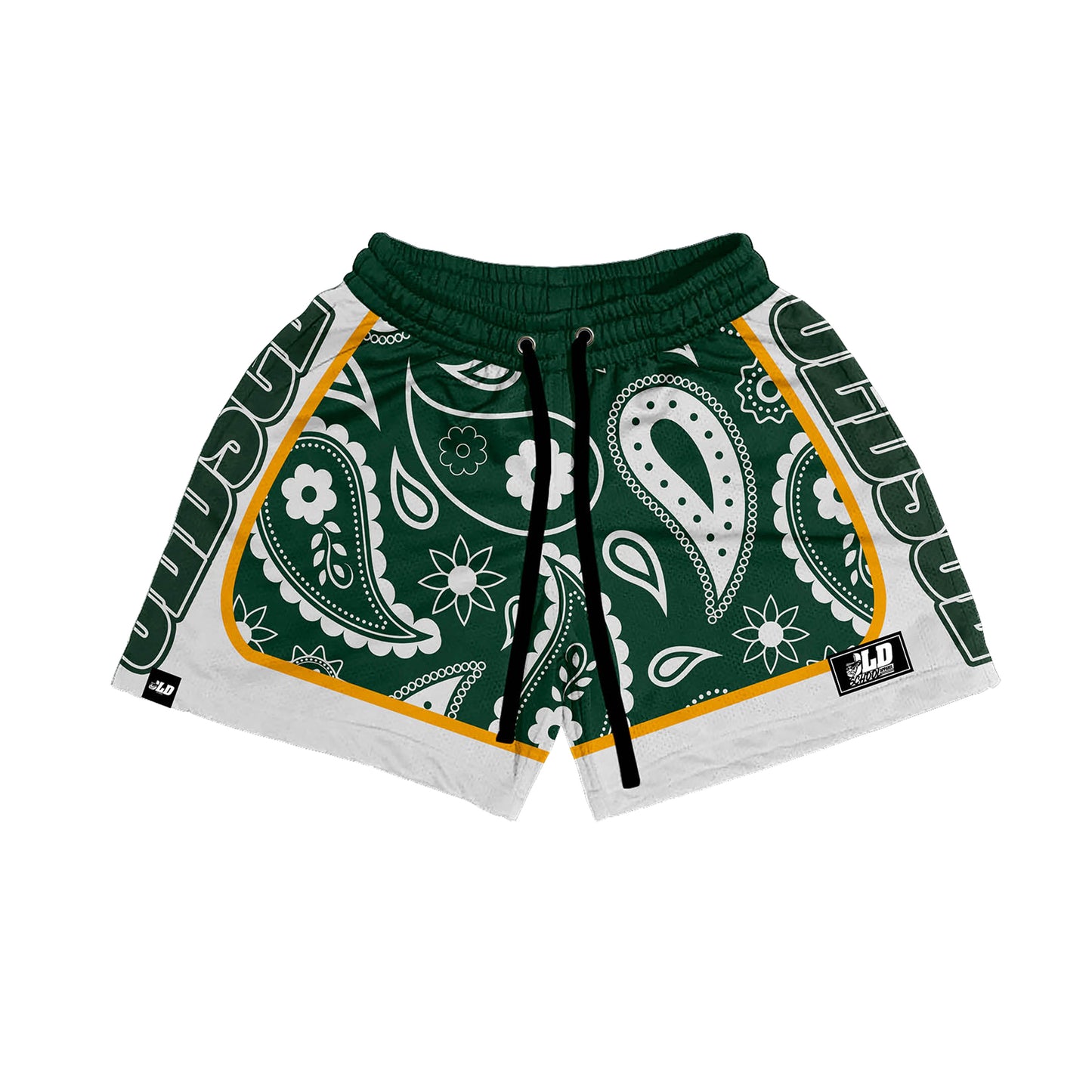 GREEN PAISLEY MESH SHORT