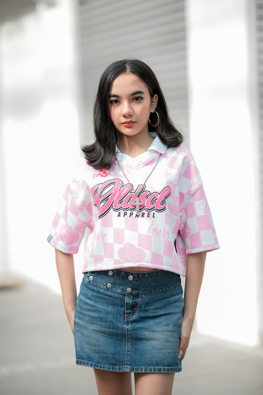 SICK SWEET VALENTINE CROP TOP POLO (PINK)