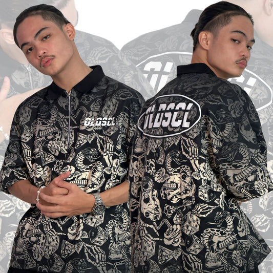 FADED SKULL BOXY CROP POLO