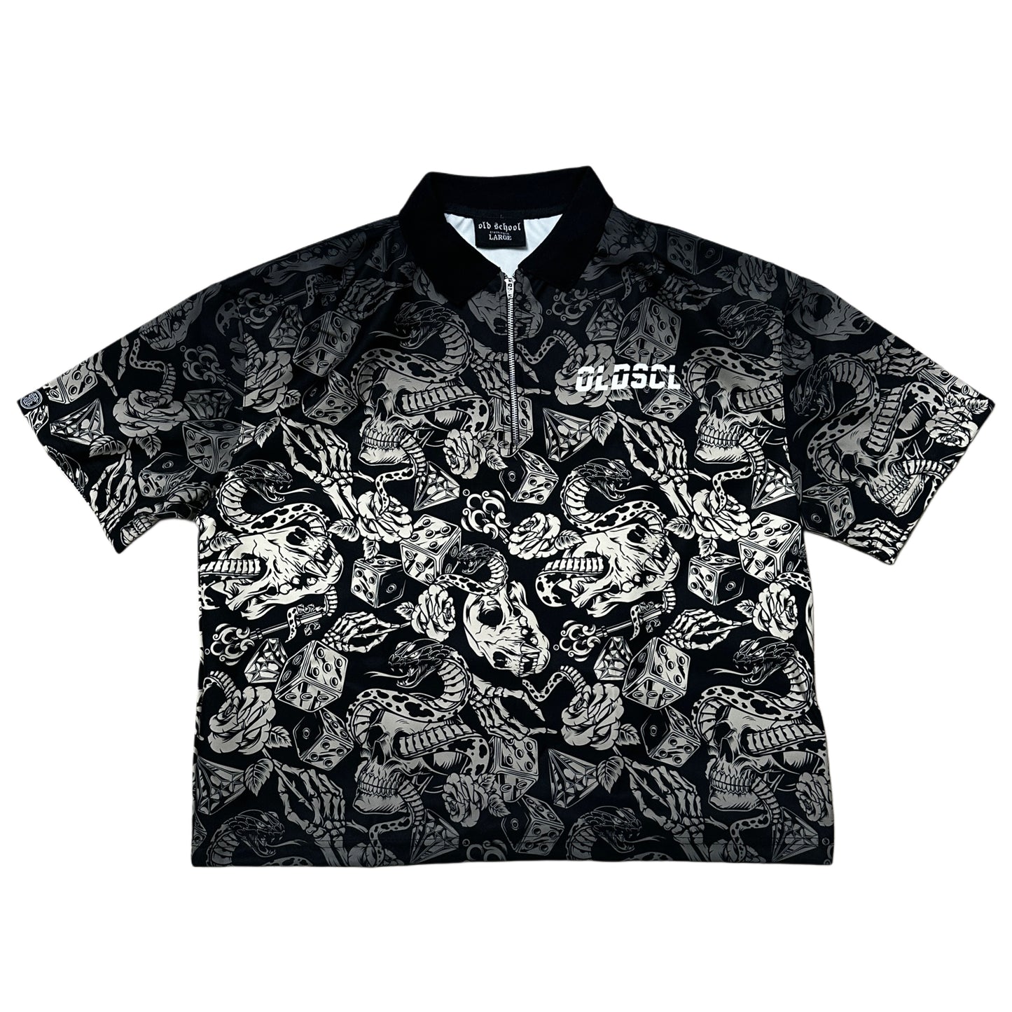 FADED SKULL BOXY CROP POLO