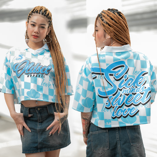 SICK SWEET VALENTINE CROP TOP POLO (BLUE)