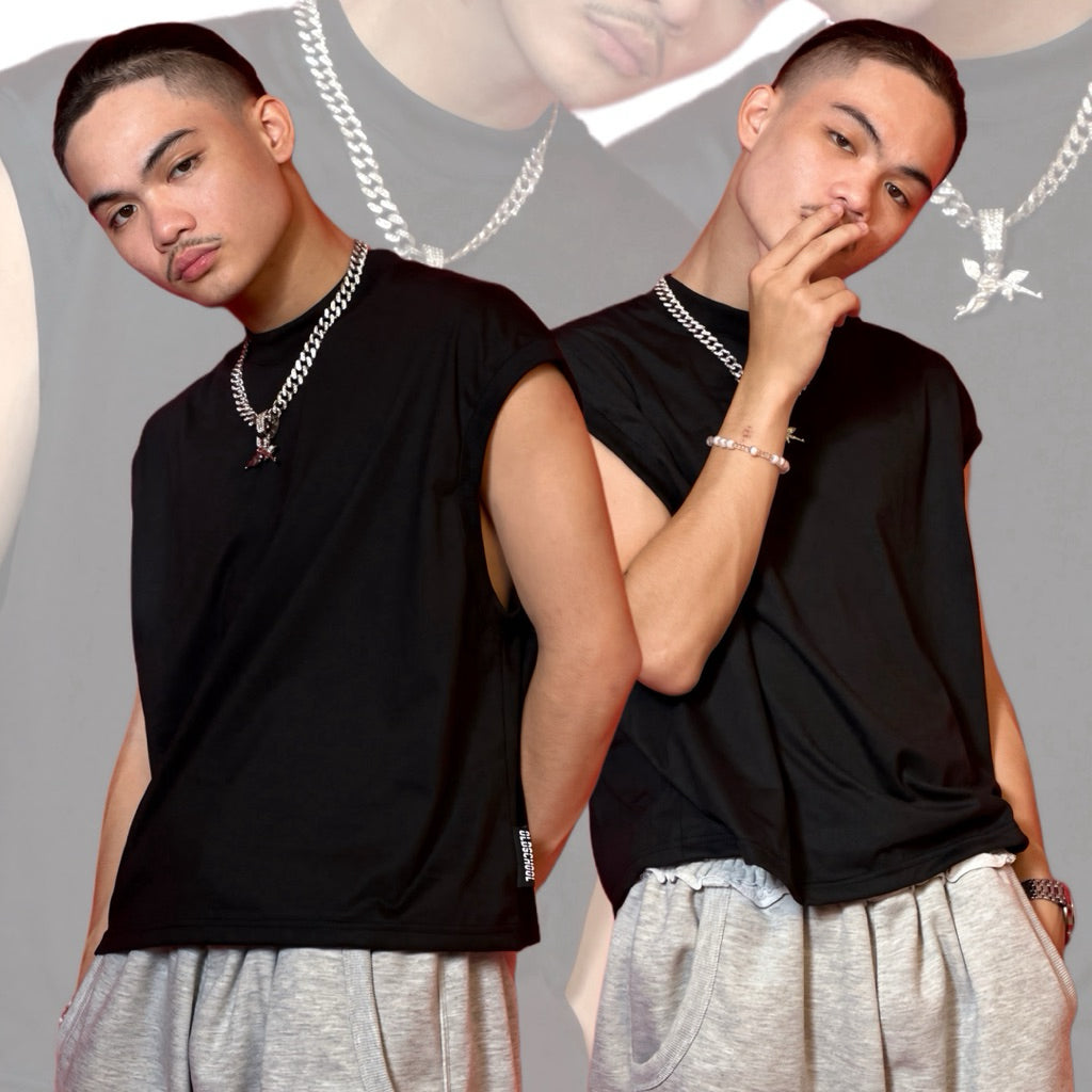 BOXY CROP PLAIN MUSCLE TEE